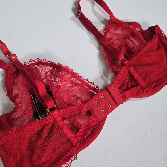 Victorias Secret Very Sexy red lace floral embroidery bra underwire sz 38C - Picture 4 of 9